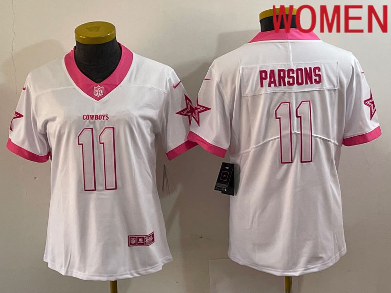 Women Dallas Cowboys #11 Parsons White 2023 Nike Vapor Limited NFL Jersey style->tennessee titans->NFL Jersey